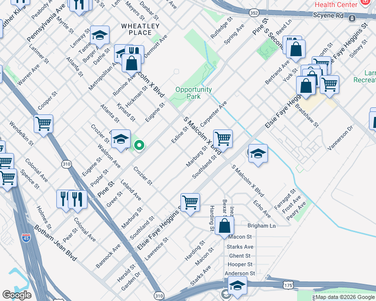 map of restaurants, bars, coffee shops, grocery stores, and more near 2706 Carpenter Avenue in Dallas