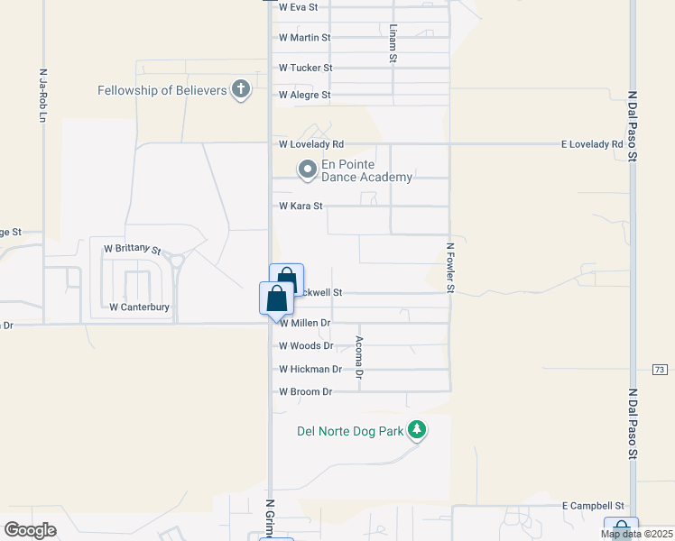 map of restaurants, bars, coffee shops, grocery stores, and more near 5026 North Cochran Street in Hobbs