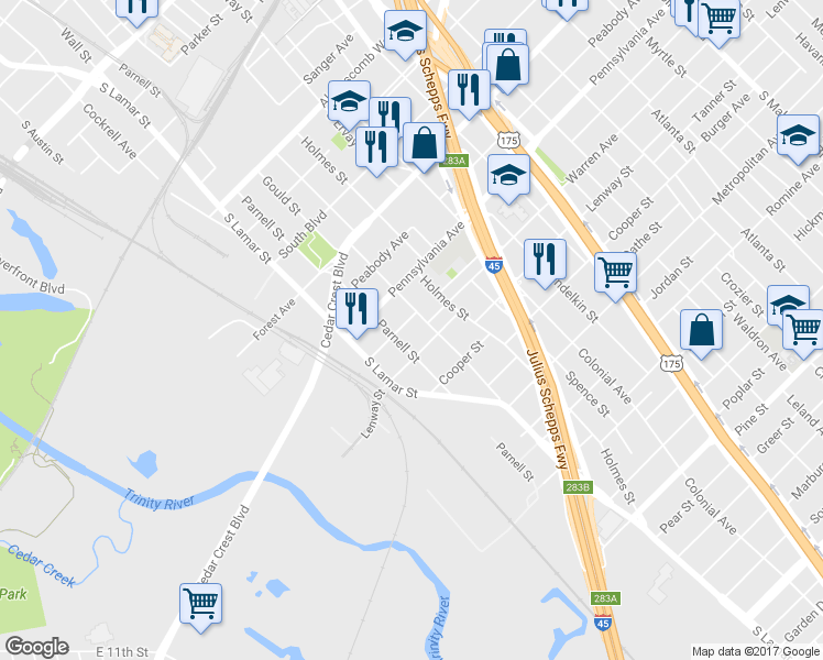 map of restaurants, bars, coffee shops, grocery stores, and more near 1308 Coleman Avenue in Dallas