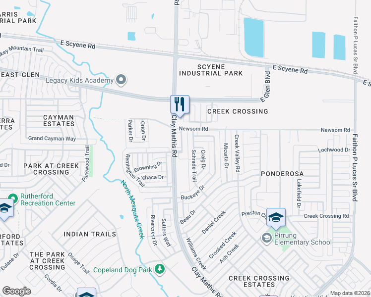 map of restaurants, bars, coffee shops, grocery stores, and more near 827 Ashley Place in Mesquite