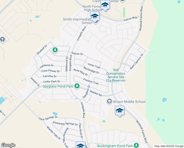 map of restaurants, bars, coffee shops, grocery stores, and more near 2010 Overview Drive in Forney
