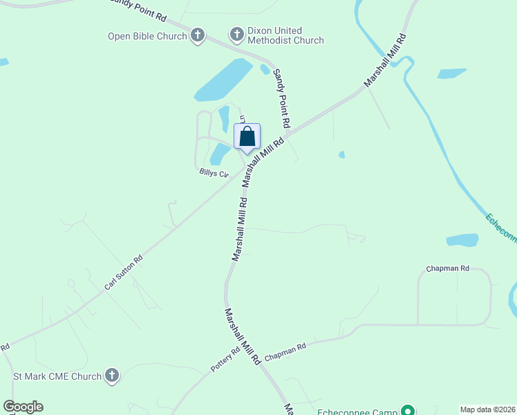 map of restaurants, bars, coffee shops, grocery stores, and more near 6250 Marshall Mill Road in Lizella