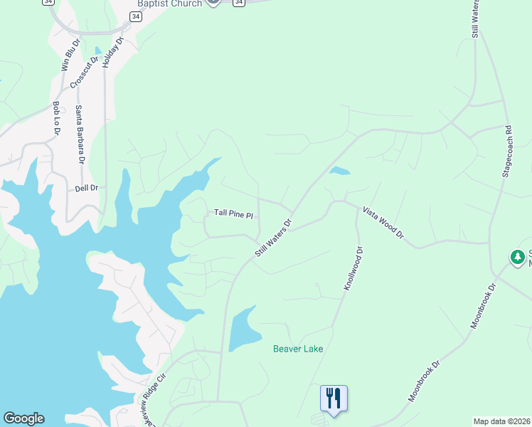 map of restaurants, bars, coffee shops, grocery stores, and more near 100 Beach Island Trace in Dadeville
