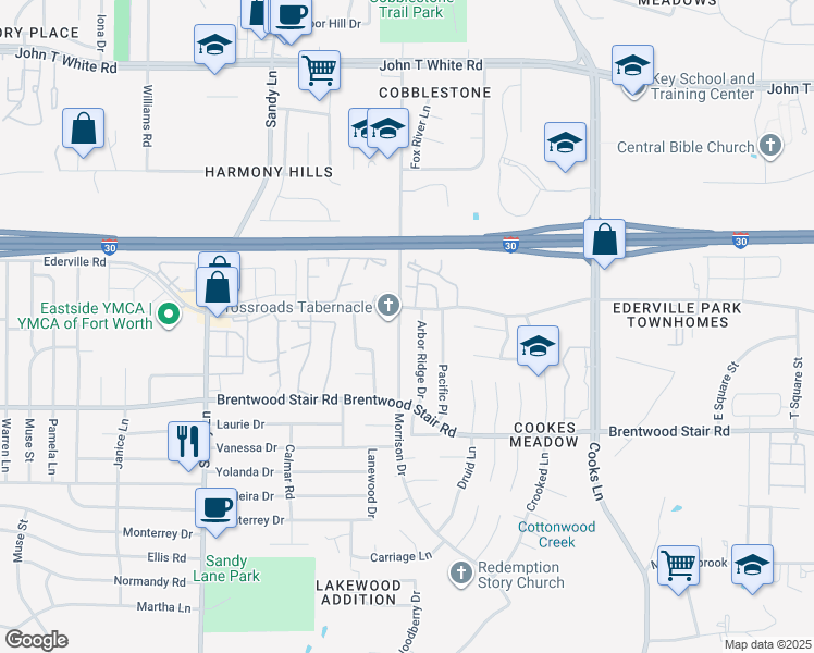 map of restaurants, bars, coffee shops, grocery stores, and more near 1470 Morrison Drive in Fort Worth