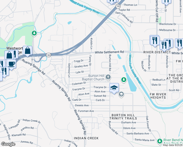 map of restaurants, bars, coffee shops, grocery stores, and more near 5724 Randolph Court in Westworth Village