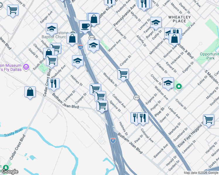 map of restaurants, bars, coffee shops, grocery stores, and more near in Dallas