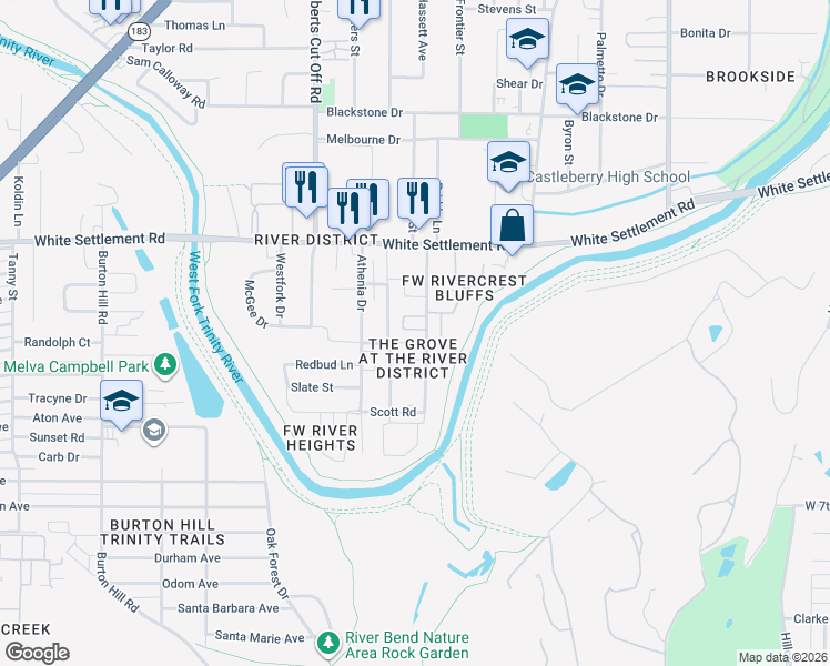 map of restaurants, bars, coffee shops, grocery stores, and more near 4932 Deavers Lane in Fort Worth