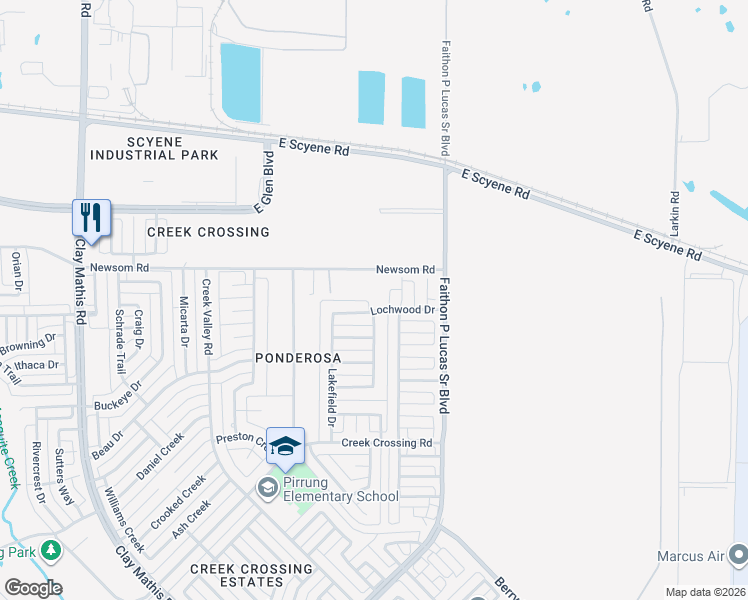 map of restaurants, bars, coffee shops, grocery stores, and more near 3301 Lochwood Dr in Mesquite