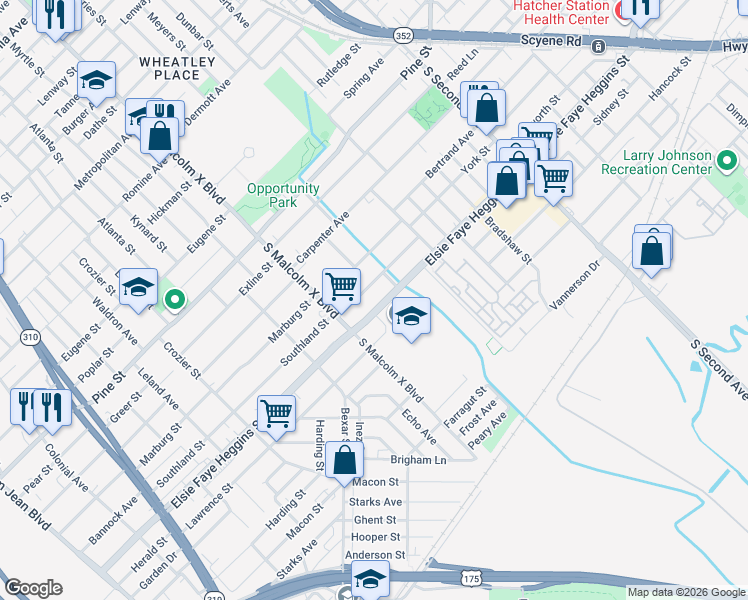 map of restaurants, bars, coffee shops, grocery stores, and more near 2842 Elsie Faye Heggins Street in Dallas