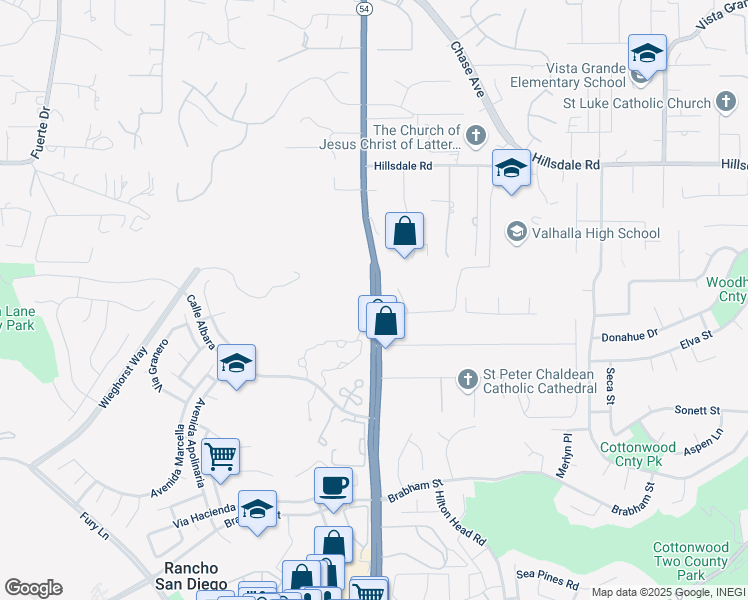map of restaurants, bars, coffee shops, grocery stores, and more near 1872 Jamacha Road in El Cajon