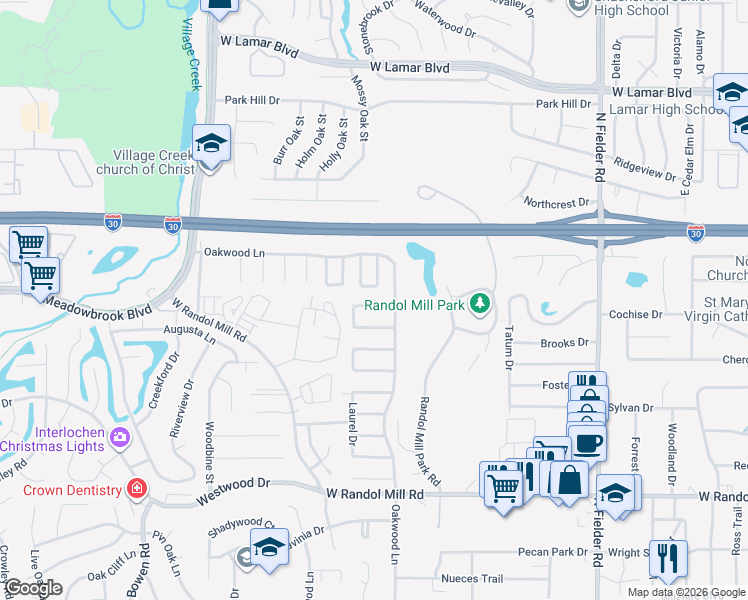 map of restaurants, bars, coffee shops, grocery stores, and more near in Arlington