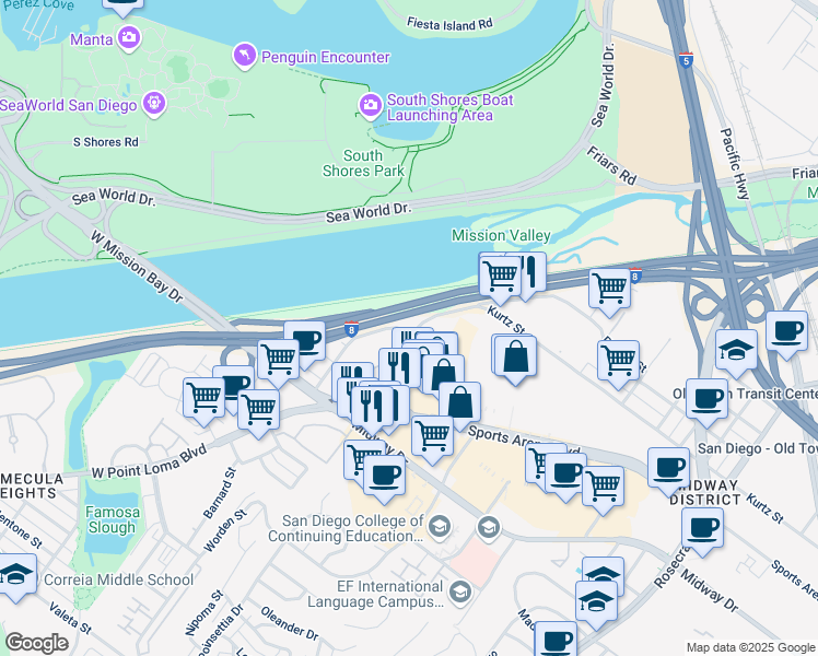 map of restaurants, bars, coffee shops, grocery stores, and more near 3942 Hancock Street in San Diego