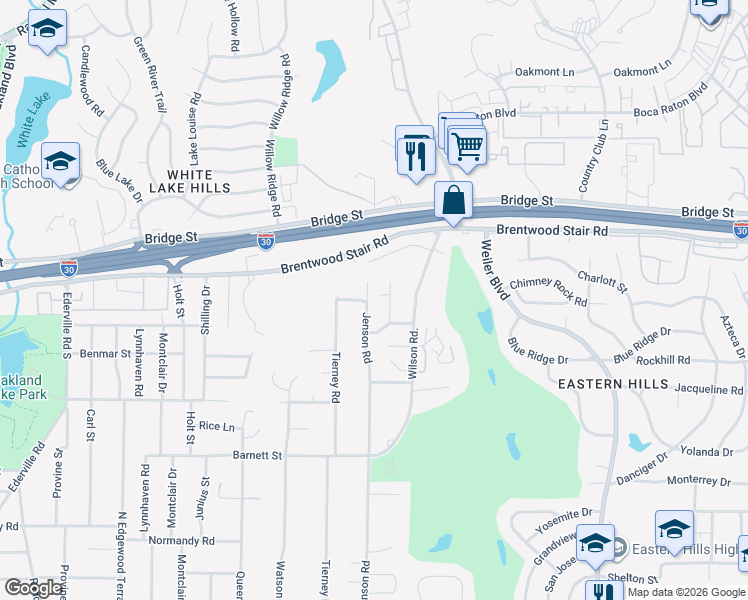 map of restaurants, bars, coffee shops, grocery stores, and more near 1532 Jenson Road in Fort Worth
