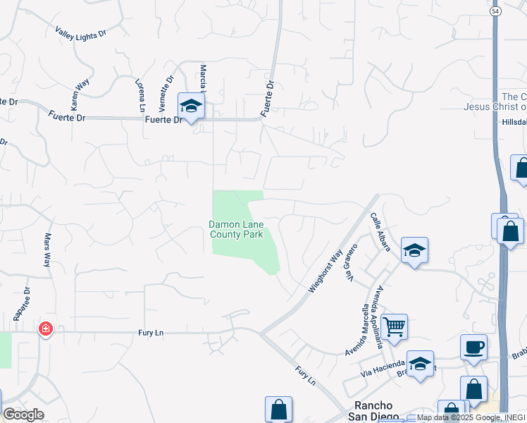 map of restaurants, bars, coffee shops, grocery stores, and more near 11624 Via Bolsa in El Cajon