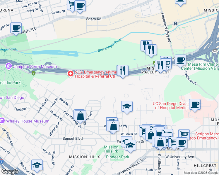 map of restaurants, bars, coffee shops, grocery stores, and more near 4436 Plumosa Way in San Diego