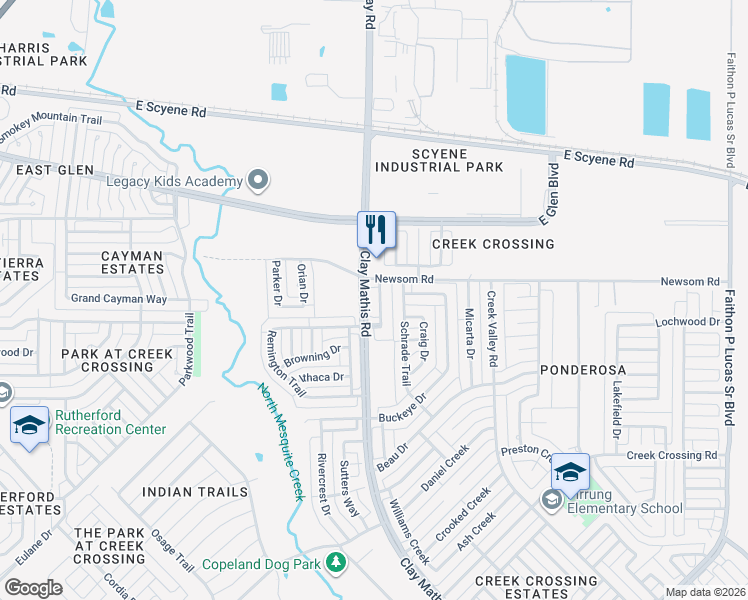 map of restaurants, bars, coffee shops, grocery stores, and more near 827 Ashley Place in Mesquite