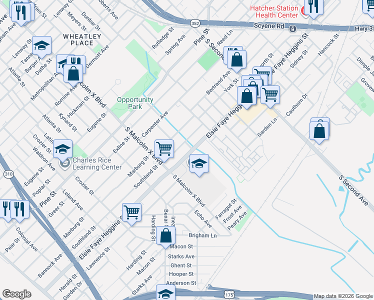 map of restaurants, bars, coffee shops, grocery stores, and more near 2842 Elsie Faye Heggins Street in Dallas