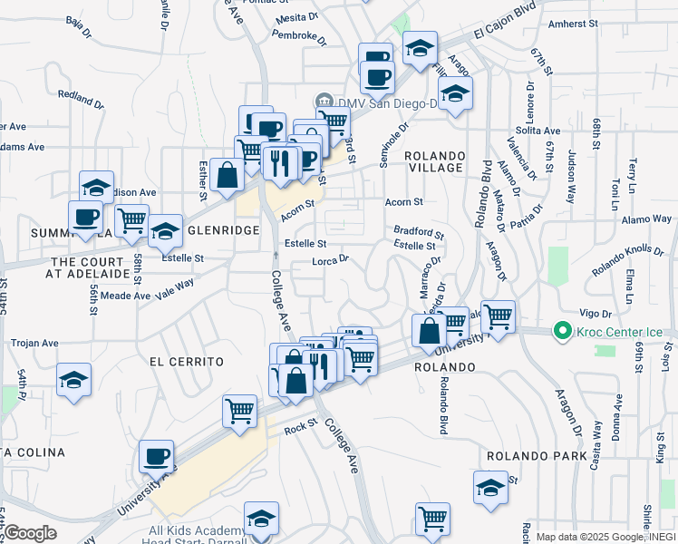 map of restaurants, bars, coffee shops, grocery stores, and more near 4397 Cartagena Drive in San Diego