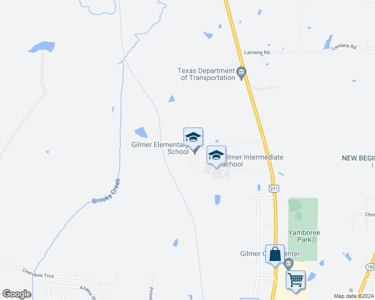 map of restaurants, bars, coffee shops, grocery stores, and more near 1625 U.S. 271 in Gilmer