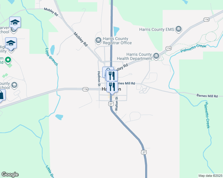 map of restaurants, bars, coffee shops, grocery stores, and more near in Hamilton