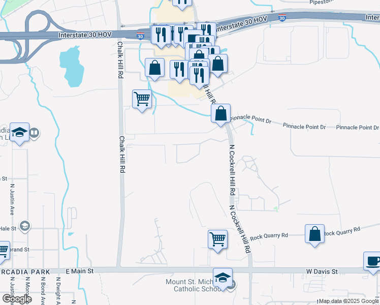 map of restaurants, bars, coffee shops, grocery stores, and more near 1411 North Cockrell Hill Road in Dallas