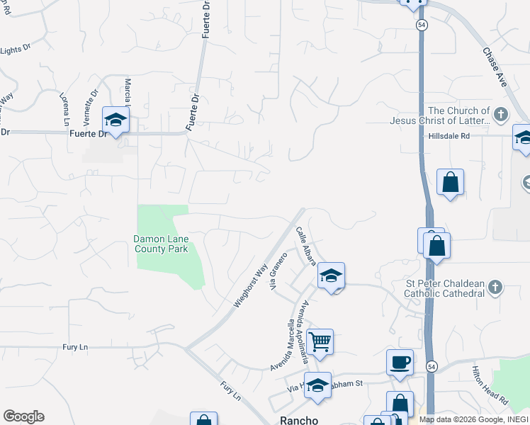 map of restaurants, bars, coffee shops, grocery stores, and more near 11782 Calle Albara in El Cajon