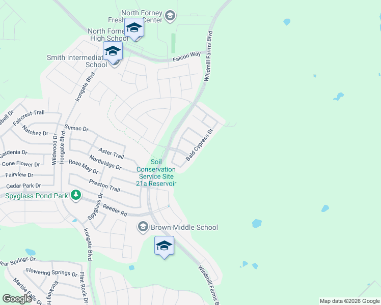 map of restaurants, bars, coffee shops, grocery stores, and more near 9405 Smoke Tree Dr in Forney