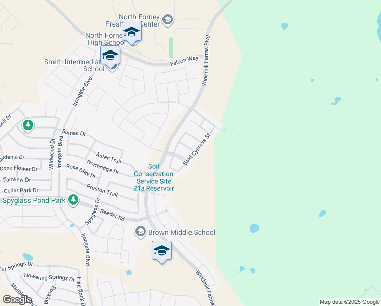 map of restaurants, bars, coffee shops, grocery stores, and more near 9405 Smoke Tree Dr in Forney