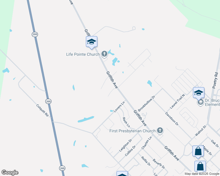 map of restaurants, bars, coffee shops, grocery stores, and more near 4 Haynes Circle in Terrell