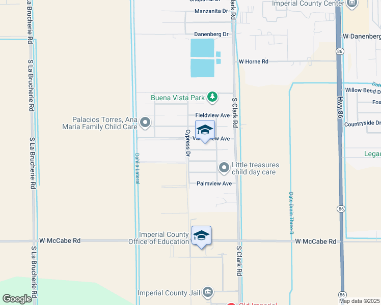 map of restaurants, bars, coffee shops, grocery stores, and more near 1199 Skyview Avenue in El Centro