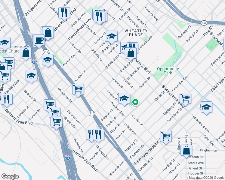 map of restaurants, bars, coffee shops, grocery stores, and more near in Dallas
