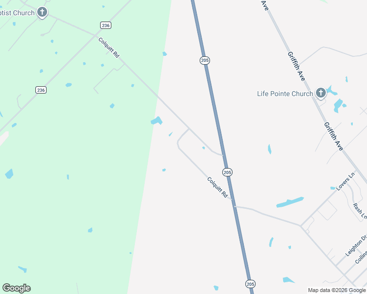 map of restaurants, bars, coffee shops, grocery stores, and more near 2414 Colquitt Road in Terrell