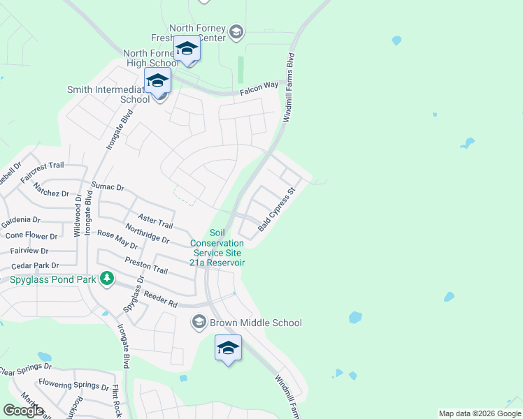 map of restaurants, bars, coffee shops, grocery stores, and more near 9405 Smoke Tree Dr in Forney