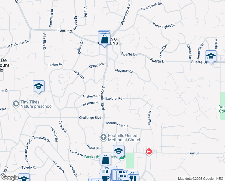 map of restaurants, bars, coffee shops, grocery stores, and more near 11055 Dutton Drive in La Mesa