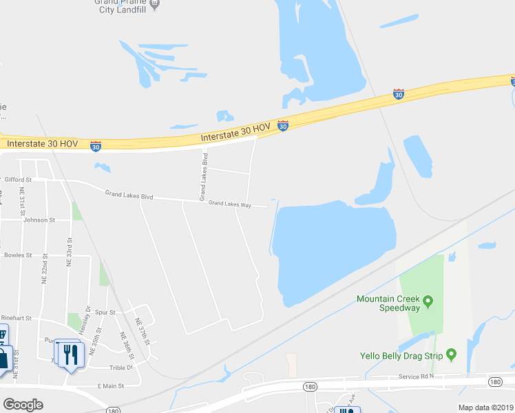 map of restaurants, bars, coffee shops, grocery stores, and more near 3845 Gifford Street in Grand Prairie