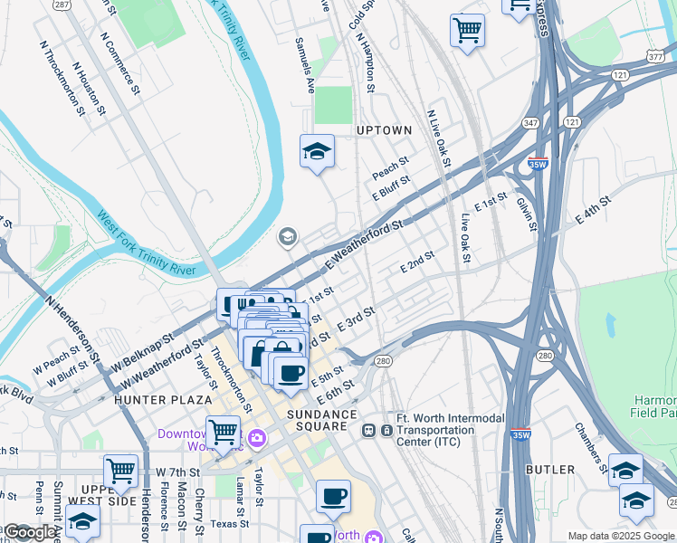 map of restaurants, bars, coffee shops, grocery stores, and more near 112 Alread Court in Fort Worth