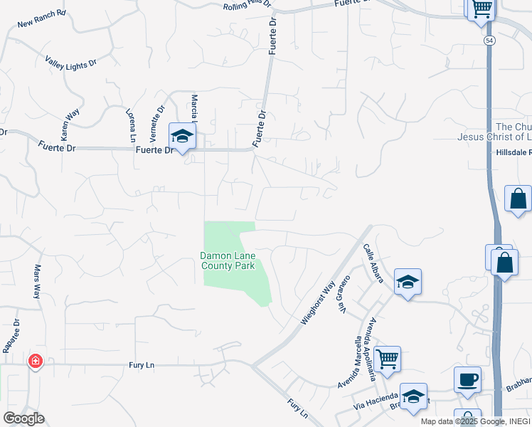 map of restaurants, bars, coffee shops, grocery stores, and more near 1819 Monte Vista Road in El Cajon