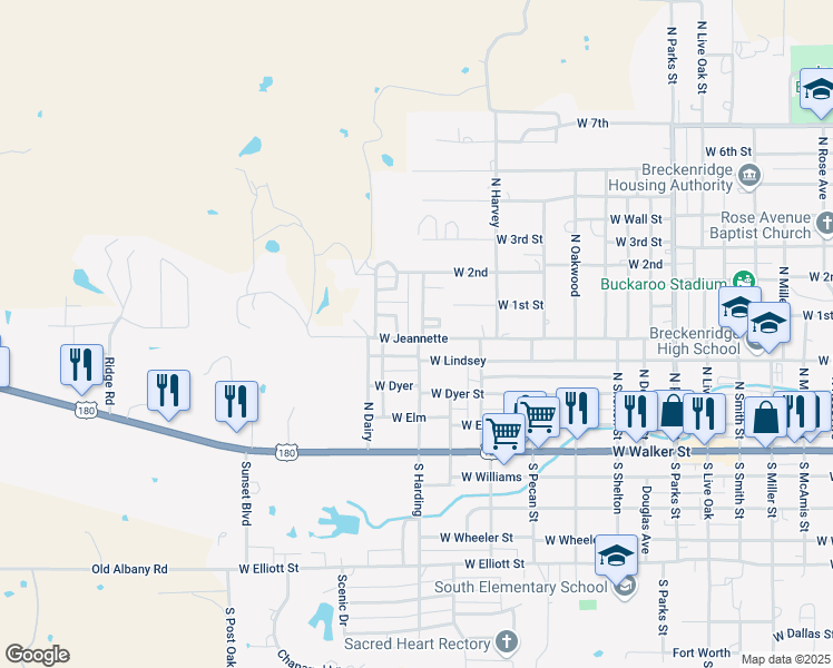 map of restaurants, bars, coffee shops, grocery stores, and more near 1506 West Lindsey Street in Breckenridge