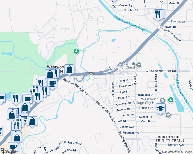 map of restaurants, bars, coffee shops, grocery stores, and more near 407 Wyndham Crest in Westworth Village