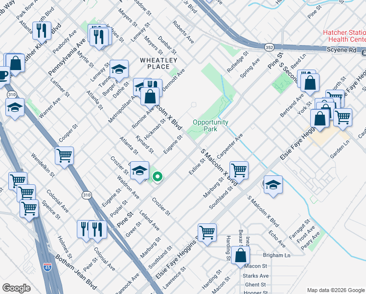 map of restaurants, bars, coffee shops, grocery stores, and more near 3948 Myrtle Street in Dallas