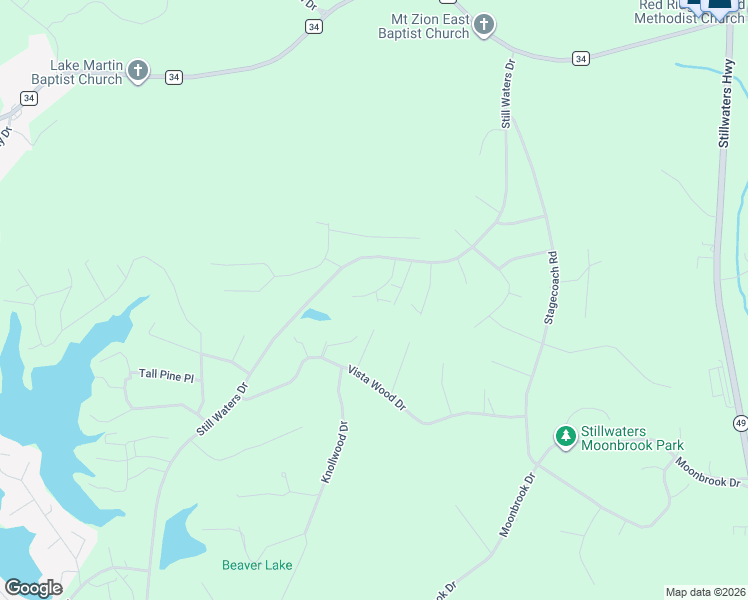 map of restaurants, bars, coffee shops, grocery stores, and more near 115 Bent Hickory Way in Dadeville