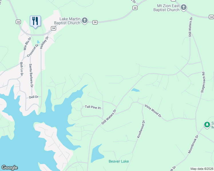 map of restaurants, bars, coffee shops, grocery stores, and more near 147 Fern Ridge Ct in Dadeville