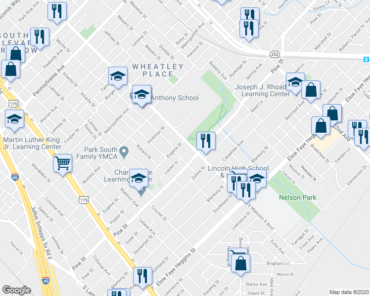 map of restaurants, bars, coffee shops, grocery stores, and more near 4011 Malcolm X Boulevard in Dallas