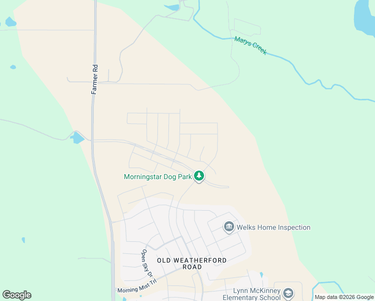 map of restaurants, bars, coffee shops, grocery stores, and more near Welch Folly Lane in Weatherford