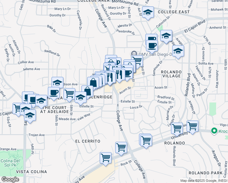 map of restaurants, bars, coffee shops, grocery stores, and more near 6048 Carol Street in San Diego