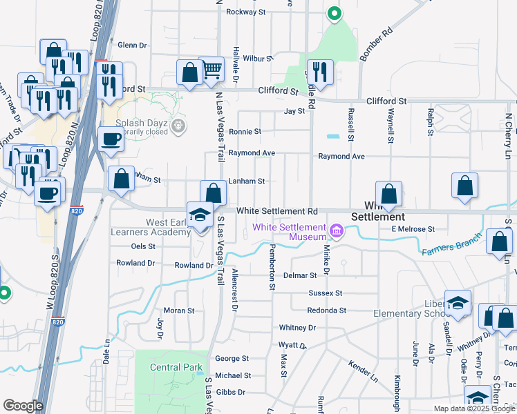 map of restaurants, bars, coffee shops, grocery stores, and more near 100 Lockwood Street in Fort Worth