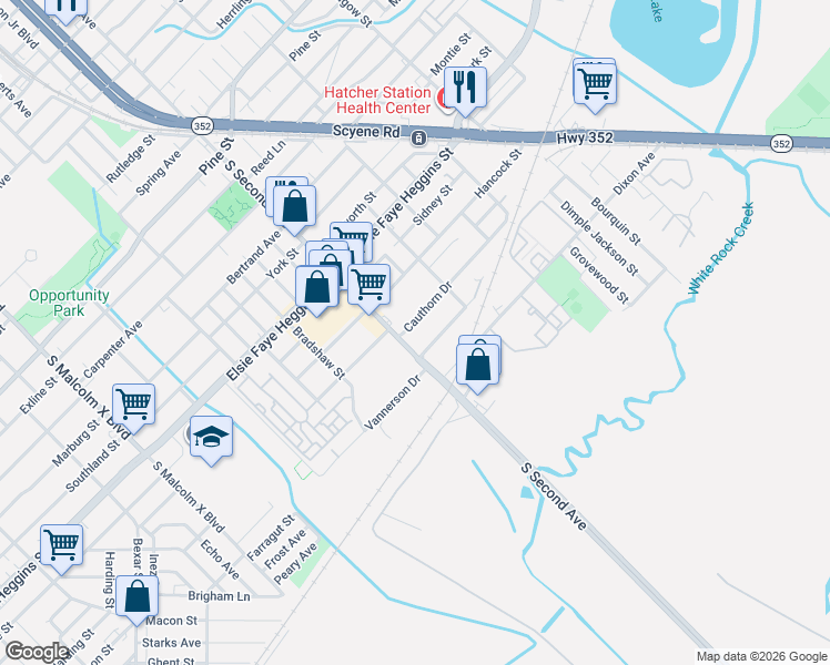 map of restaurants, bars, coffee shops, grocery stores, and more near 3510 Cauthorn Drive in Dallas