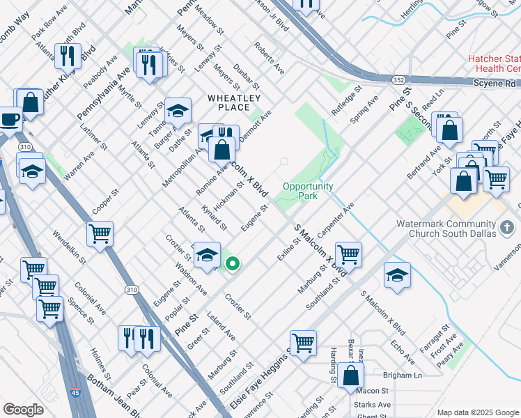 map of restaurants, bars, coffee shops, grocery stores, and more near 3948 Myrtle Street in Dallas