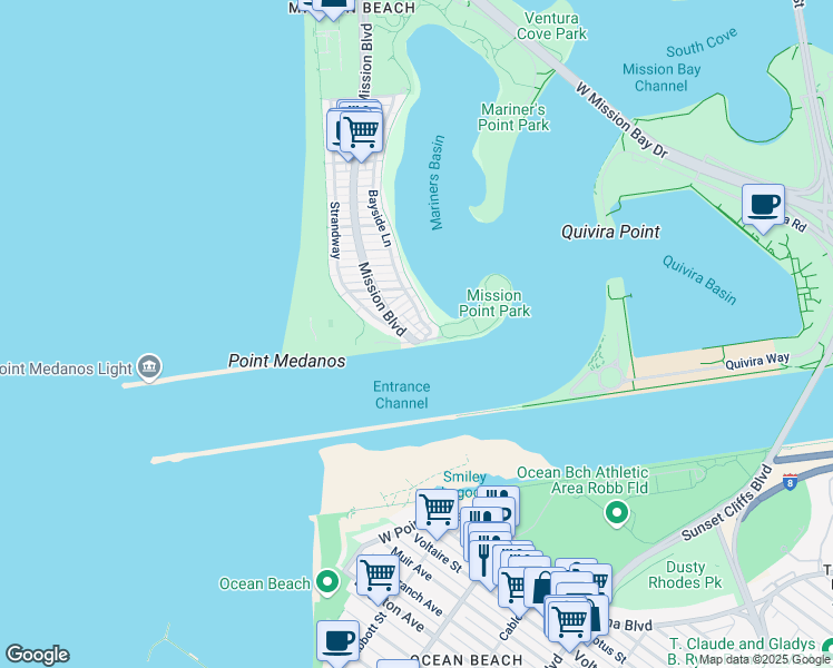 map of restaurants, bars, coffee shops, grocery stores, and more near 801 Aspin Ct in San Diego