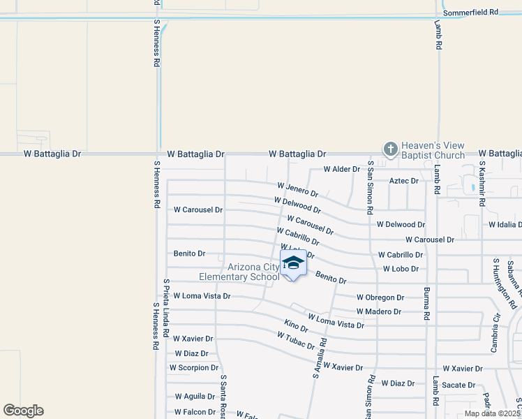 map of restaurants, bars, coffee shops, grocery stores, and more near 12268 West Carousel Drive in Arizona City